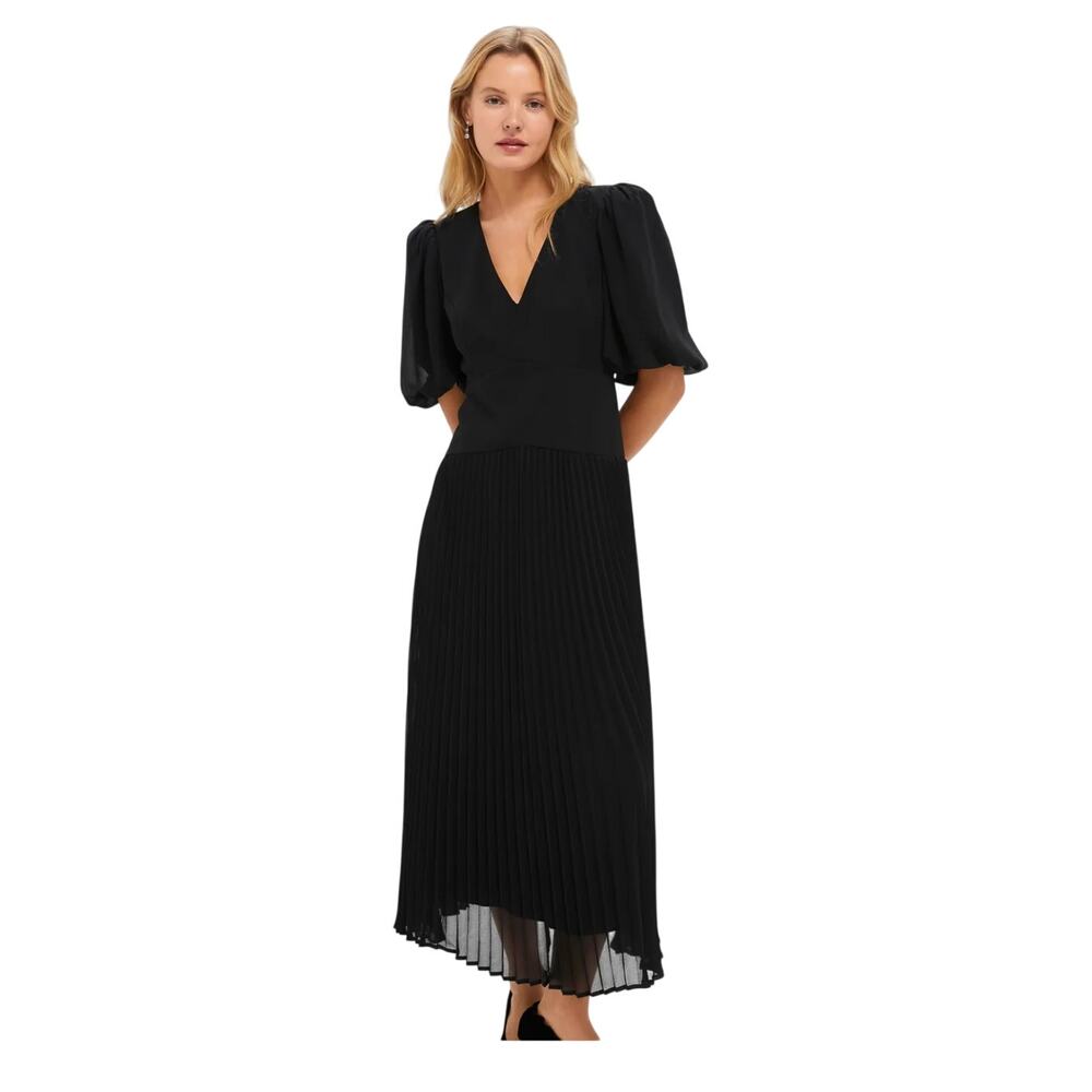 Damaged Women's M Tuckernuck Black Drapey Twill Raquel Dress $278 Coquette Glam